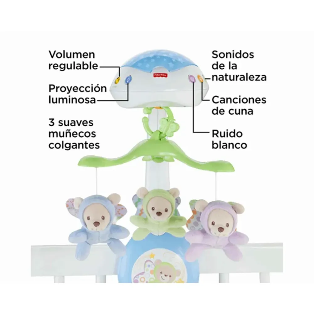 Movil Ositos Voladores Con Proyector Para Bebe Recien Nacido^Fisher Price New