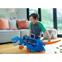 City Camion Trailer Camion Que Se Transforma En Tiranosaurio Rex Pisoteador Con Pista De^Hot Wheels