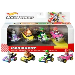 Mario Kart Pack 4 Coches De Juguete Modelos Surtidos 3 Anos^Hot Wheels Hot