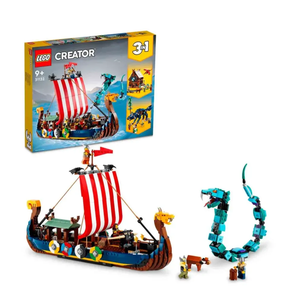 Kit De Construcción Creator 3En1 31132 Barco Vikingo Y Serpiente Midgard (1192 Piezas)^* New
