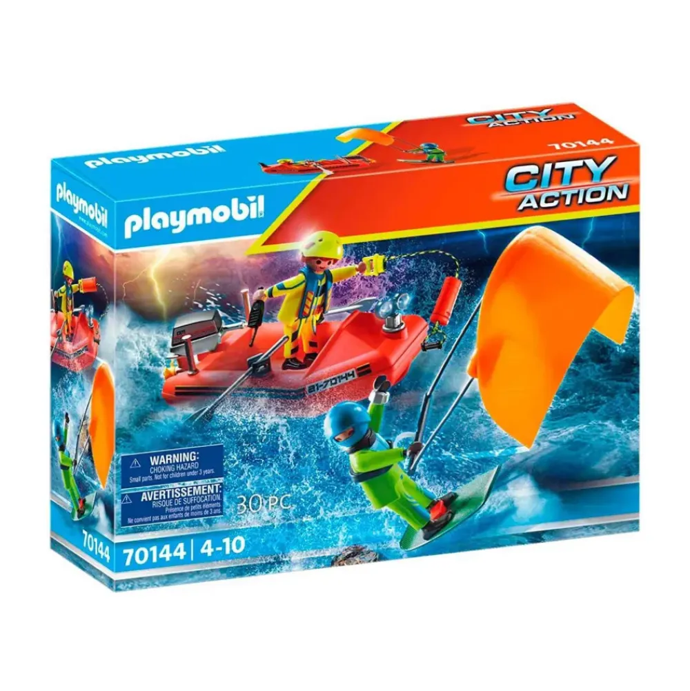City Action Rescate Maritimo Rescate De Kitesurfer Con Bote 70144^Playmobil Clearance