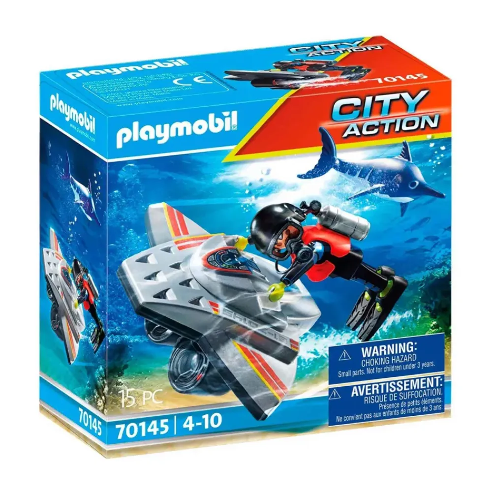 City Action Rescate Maritimo Vehiculo De Propulsion Para Buceo Para Rescate 70145^Playmobil Hot