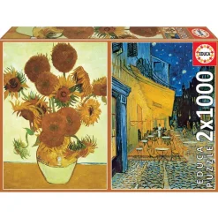 Puzzle 2X1000 Los Girasoles Y Terraza De Cafe Por La Noche^Educa Borras Online