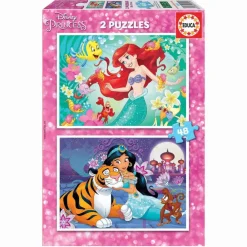 Puzzle 2X48 Piezas Princesas Ariel Y Yasmin^Educa Borras New